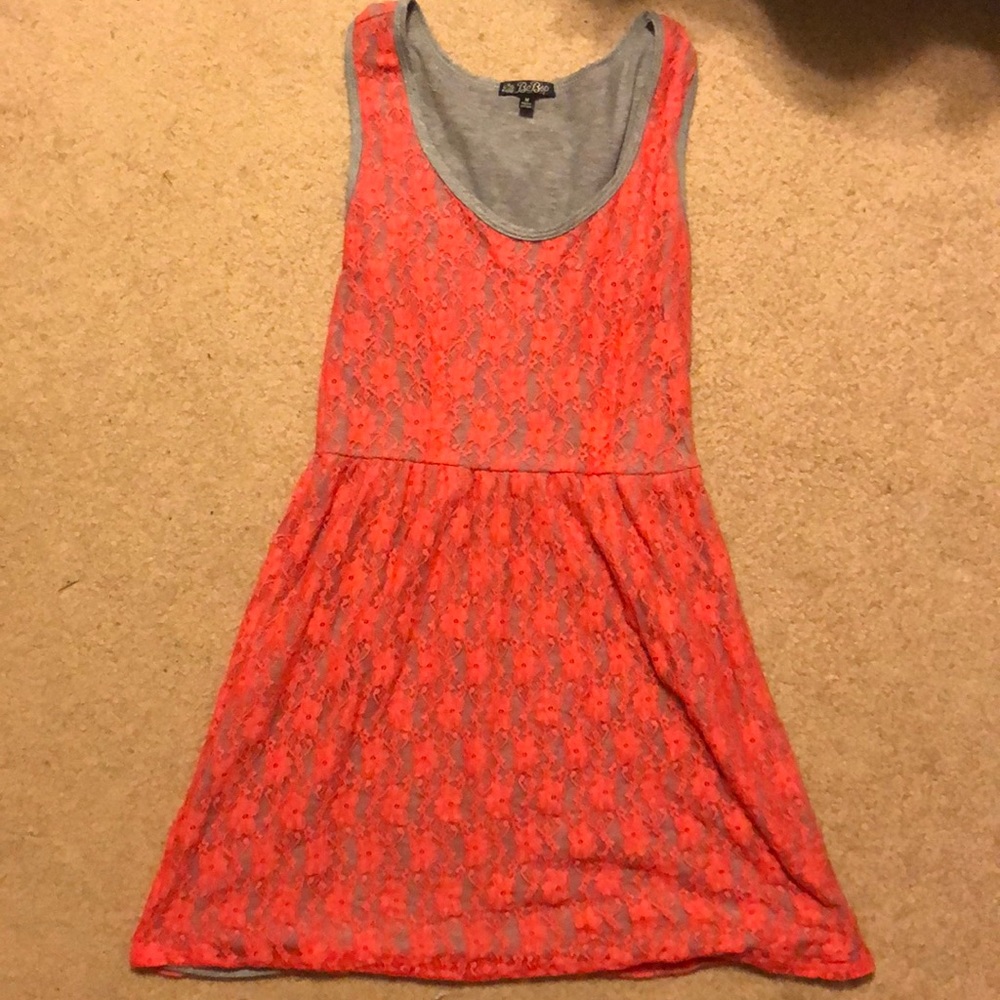 Pink and gray lace sun dress